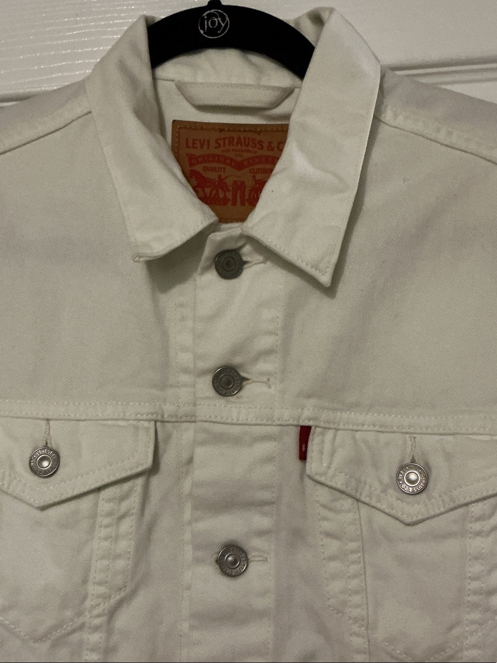 Levi's White Denim Jacket Sz S Button Front Levi Strauss Great Preowned Cond - Picture 2 of 6